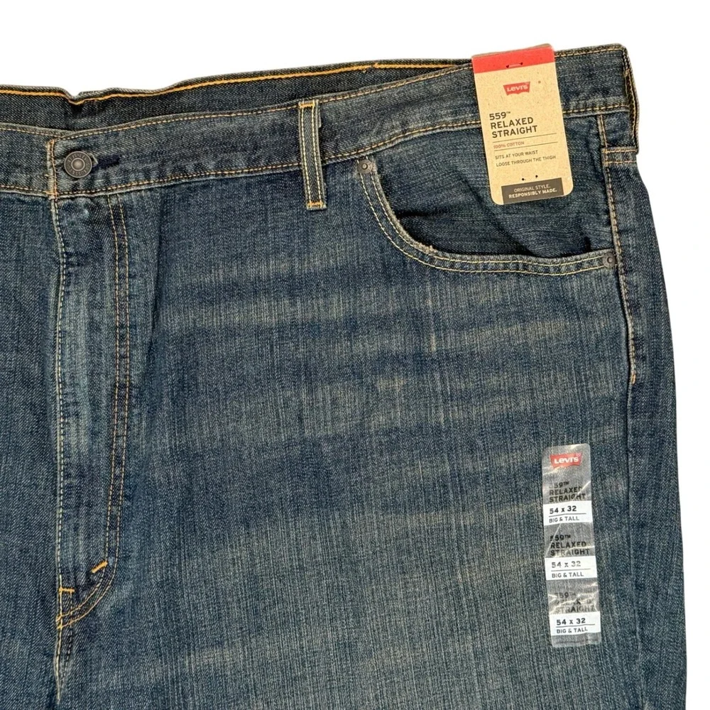 Levi's 559 Relaxed Straight Jeans Mens 54 x 32 Blue Big & Tall Denim **NEW**